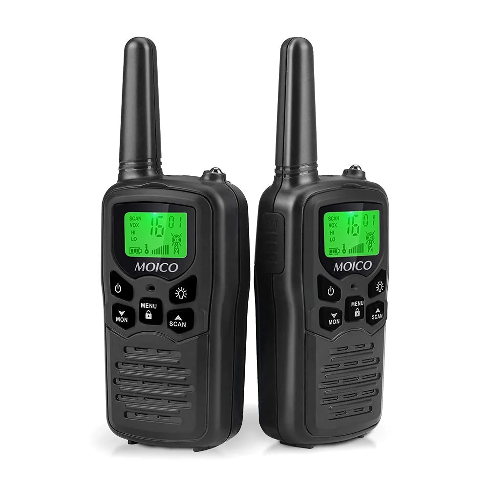 MOICO Walkie Talkies for Adults, 22 Channel Long Range FRS Two-Way Radios, Classic black · 2-pack